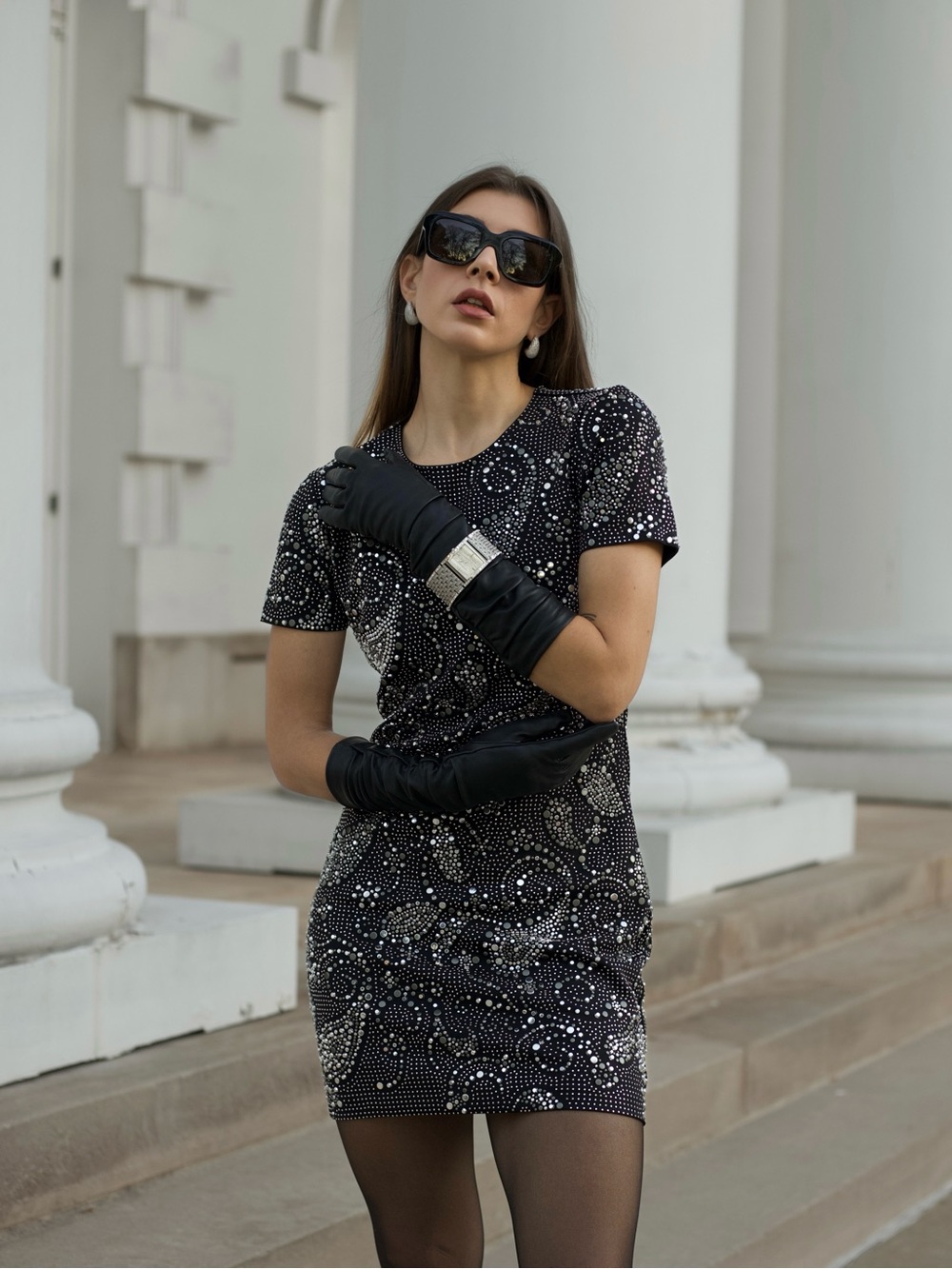 Michael Kors Black Embellished Mini Dress